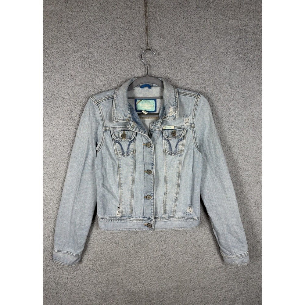 Vintage Hollister Denim Jean Jacket Women's Size M Distressed Trucker‎ Blue